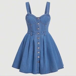 SHEIN MOD Y2k Sexy Short Denim  Dress For  Size S corset body top Buttom Down